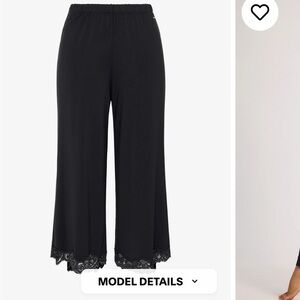 Savage X Fenty Black Wide-Leg Pants with Lace Hem